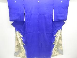 アンティーク　錦紗鶴に牡丹模様五つ紋着物(内袖付き)